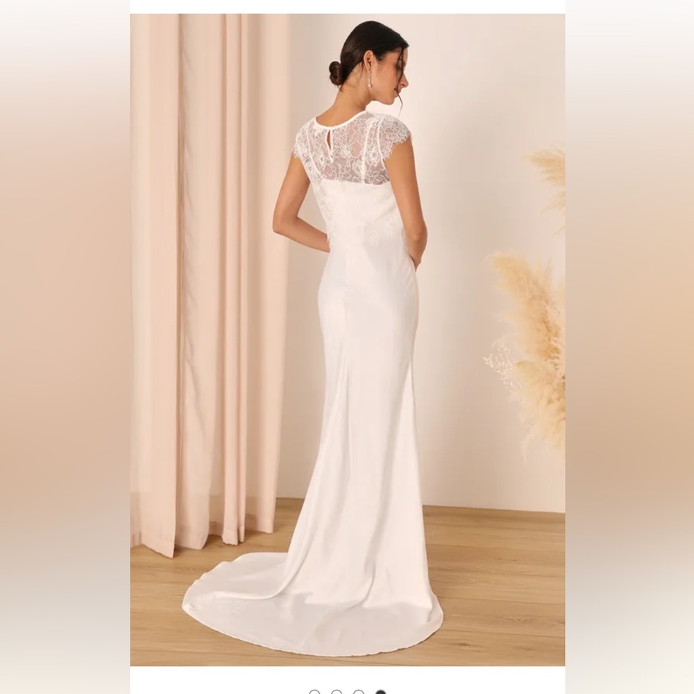 White bridal reception gown